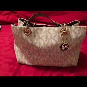 Michae Kors white leather logo satchel